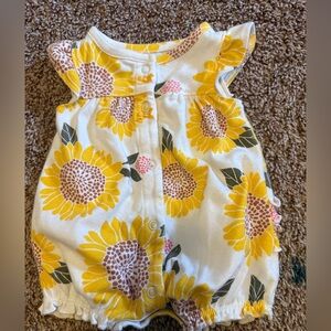Carter's Yellow & White Baby Romper flroal